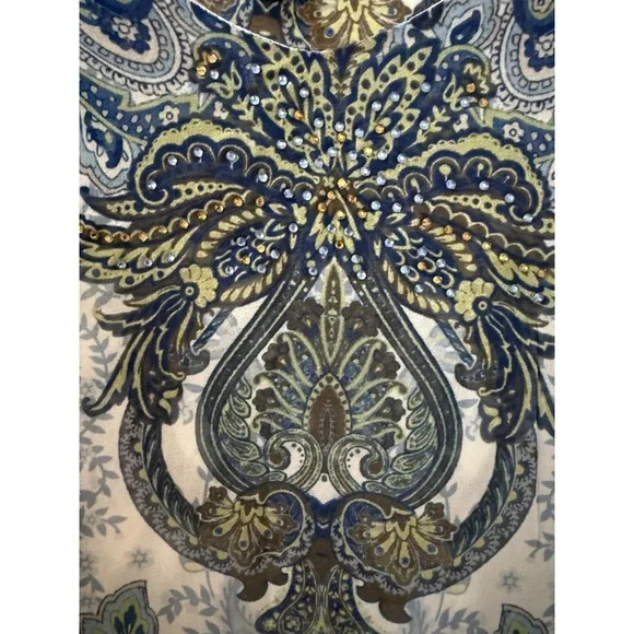 Cactus + Pearl LINED Tunic CAFTAN STYLE Top Blouse ATTACHED TANK Beads XXXL Plus - Picture 4 of 13